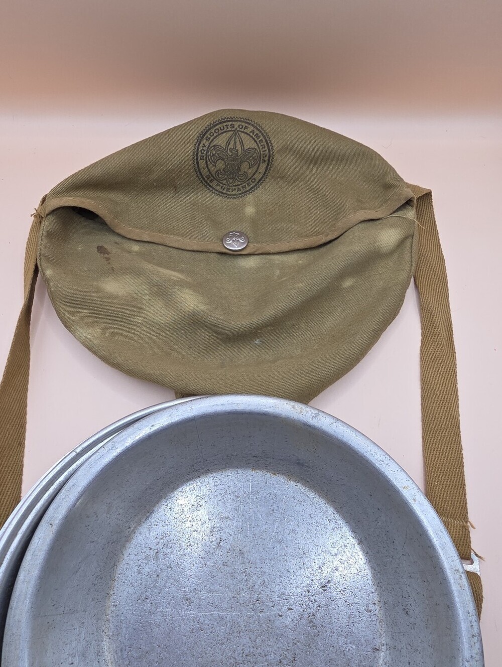 Vintage Boy Scouts Diamond Brand Aluminum Pans Cook Kit Carry Case